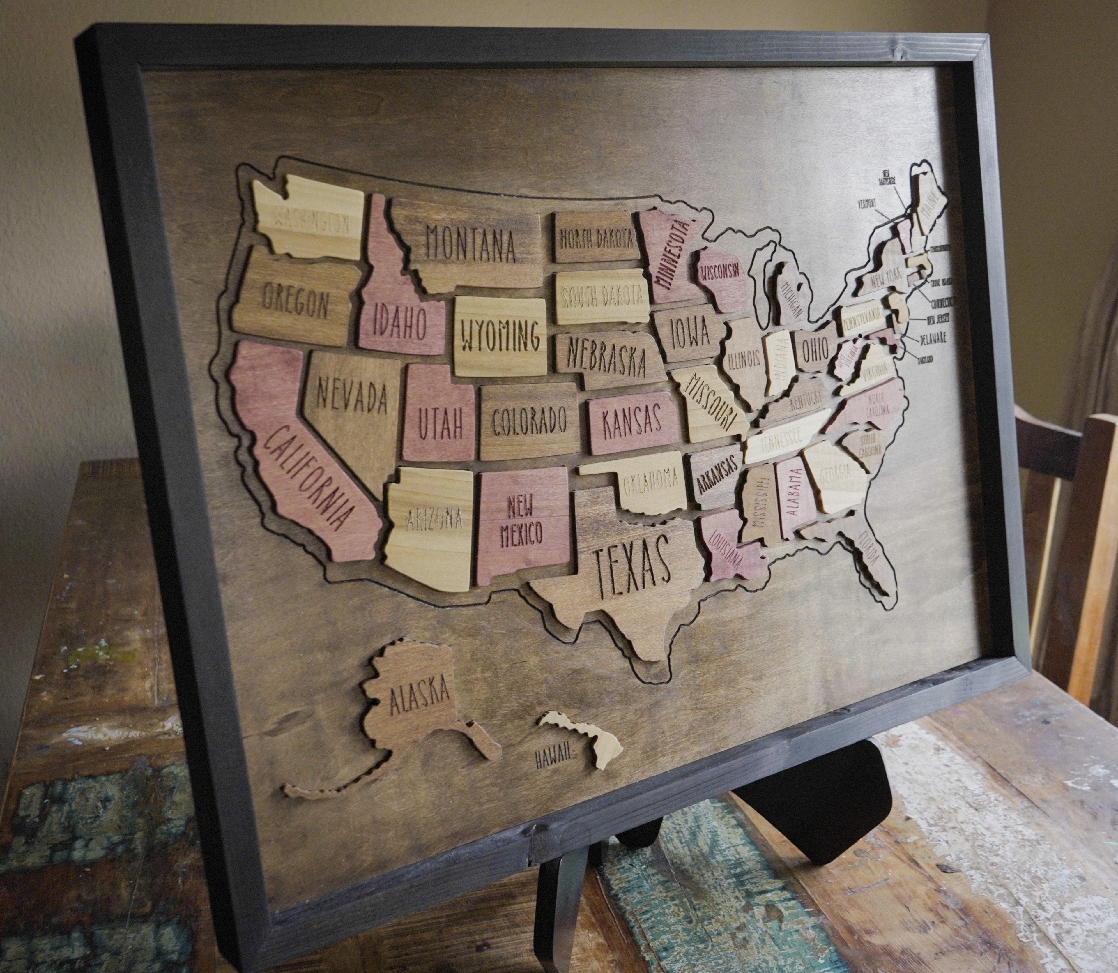 Wooden USA Travel Map Puzzle