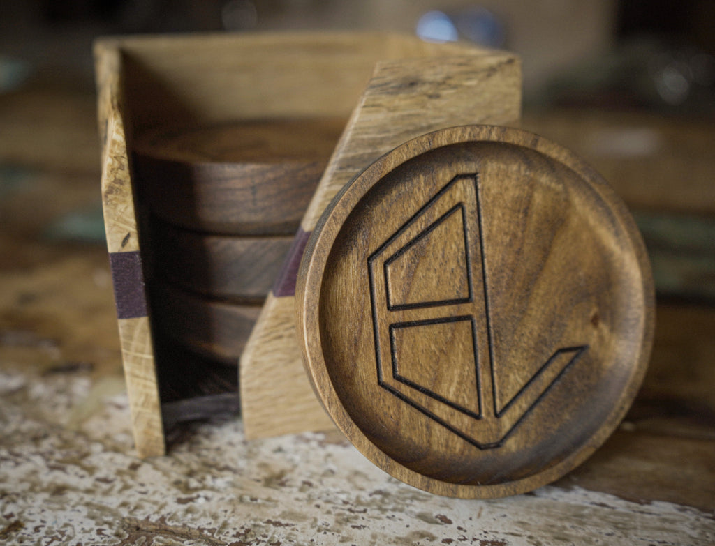 Handmade Luxury Wood Coaster Set With Holder