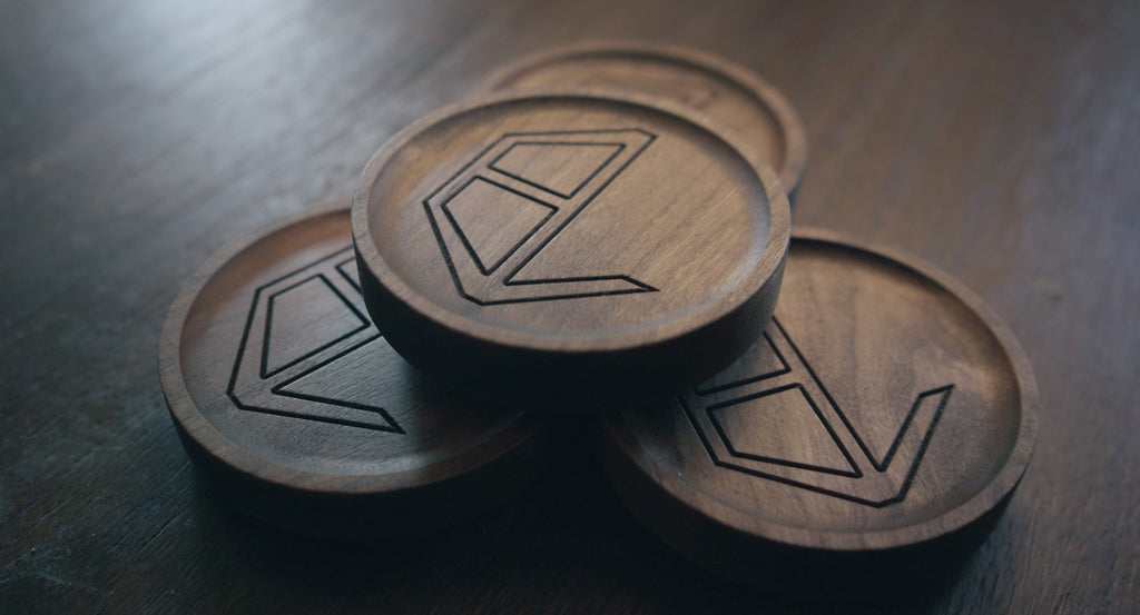 Handmade Luxury Wood Coaster Set With Holder