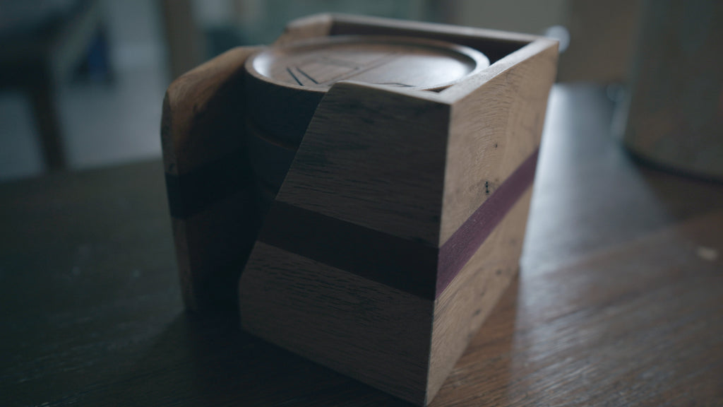 Handmade Luxury Wood Coaster Set With Holder