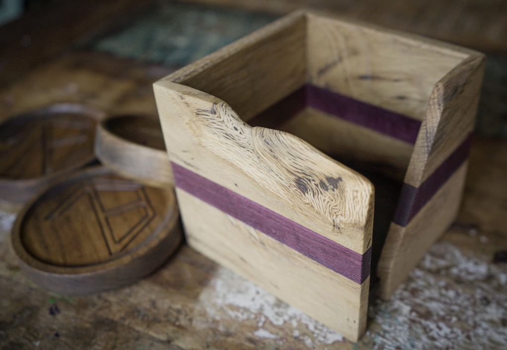 Handmade Luxury Wood Coaster Set With Holder